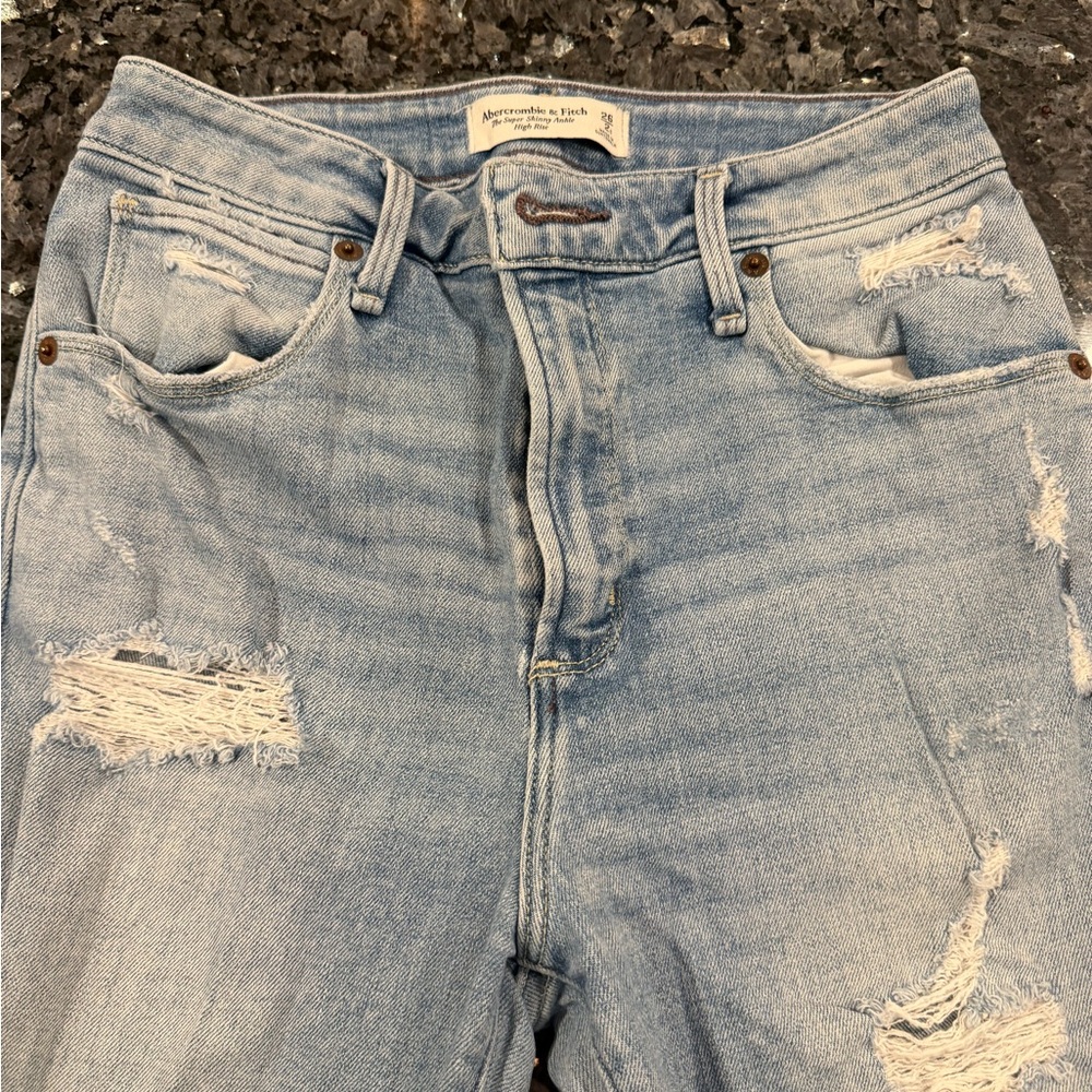 Abercrombie & Fitch Light Blue Ripped Boyfriend Jeans